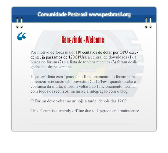 Forum offline até as 17:00